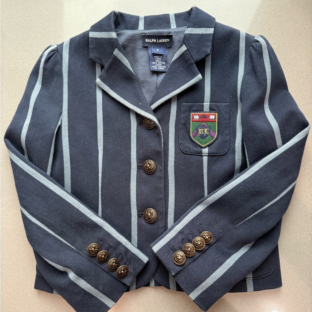 Ralph Lauren Navy Jacket with Crest  size 5 girls   Rare